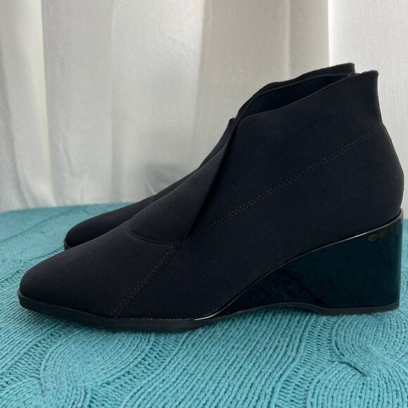 Aerosoles Women's Elastic Anini Wedge Slip-On Ankle Booties Black Size 9.5 NWOT - Picture 2 of 7